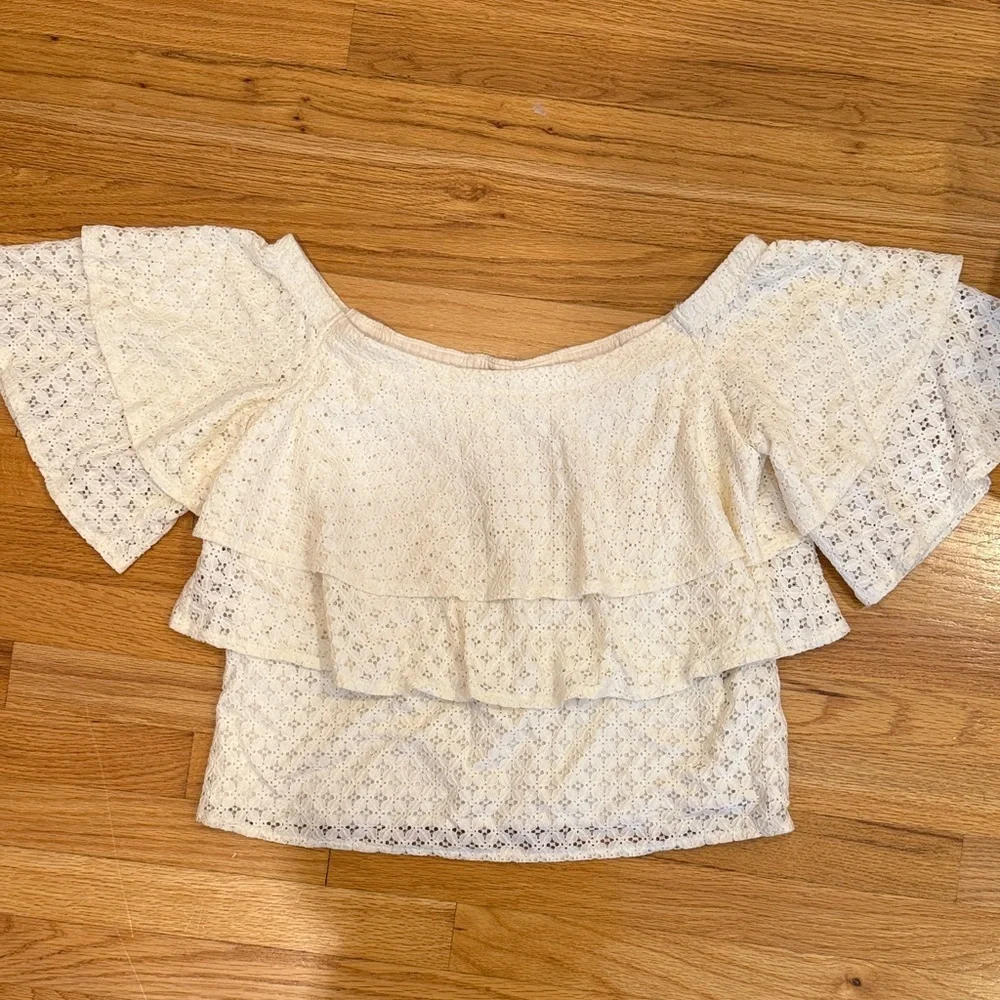 Banana Republic Cream Off-Shoulder Blouse - Picture 1 of 2